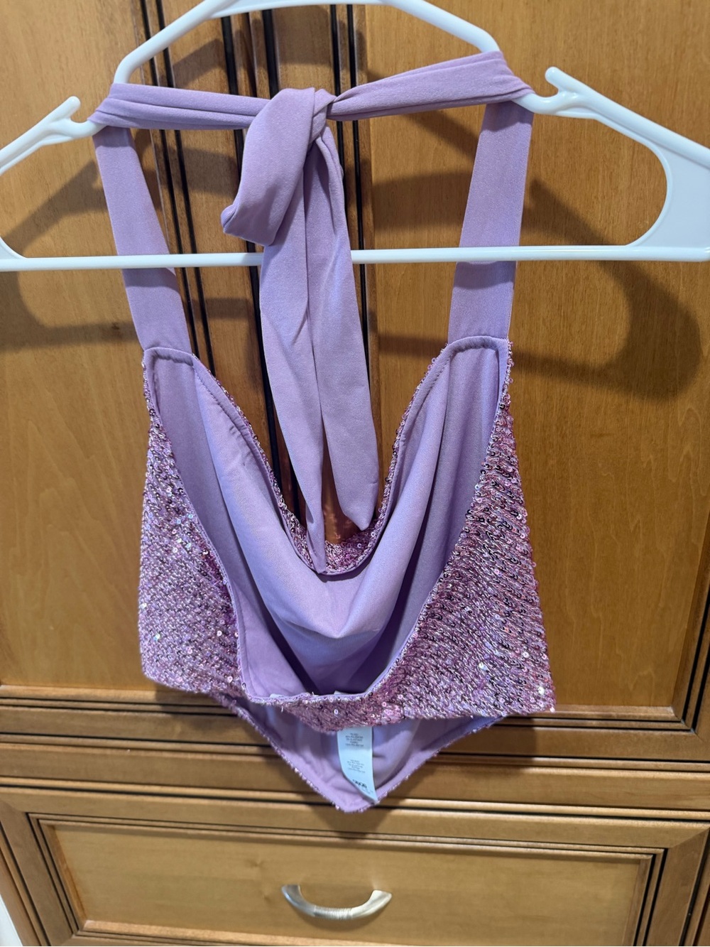 ASOS Lavender Sequin Halter Crop Top - Picture 3 of 4
